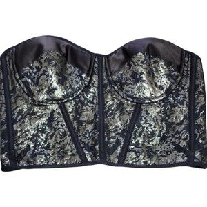 Anomal Couture Black & Gold Corset Bustier Crop Top Size Small